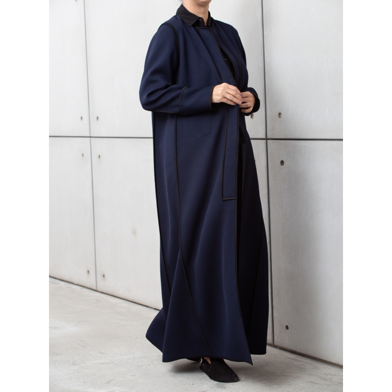 Textured Contrast Abaya In Blue