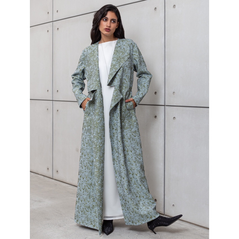 ABAYA IN TURQUOISE FLORAL