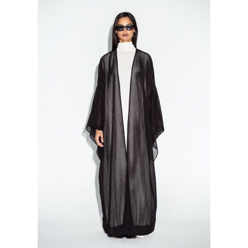 Black Mesh Sleeve Accent Abaya