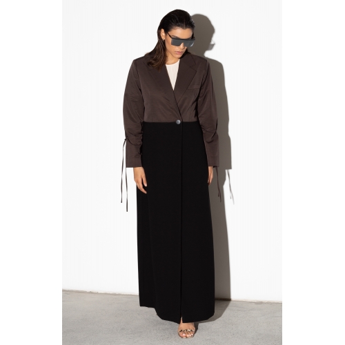 Suit Abaya in Two Tone Brown Black