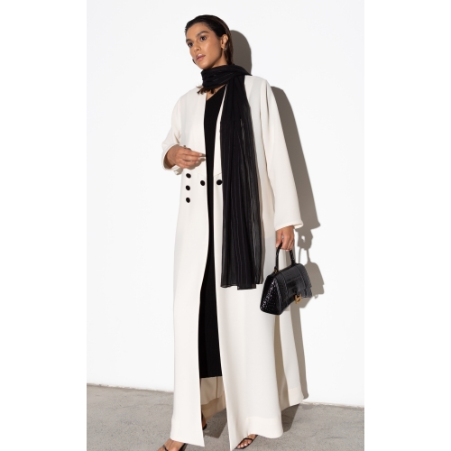 Sleek Jacket Open Abaya in Off-White