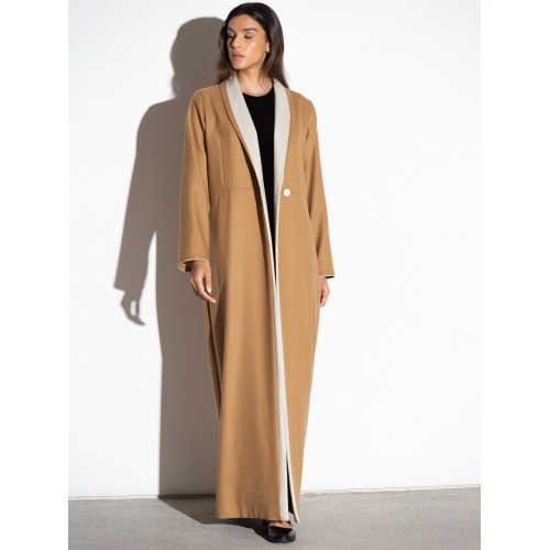 Winter STRUCTURED CARAMEL  COAT WITH Ivory detailing