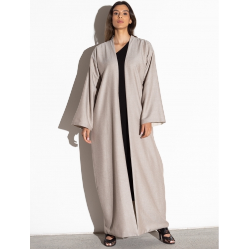 Winter Reversible Abaya in Ivory / Tan
