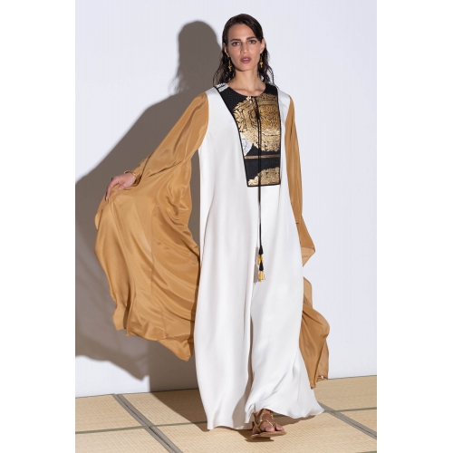 Luxury Silk kaftan in Gold and Black 01