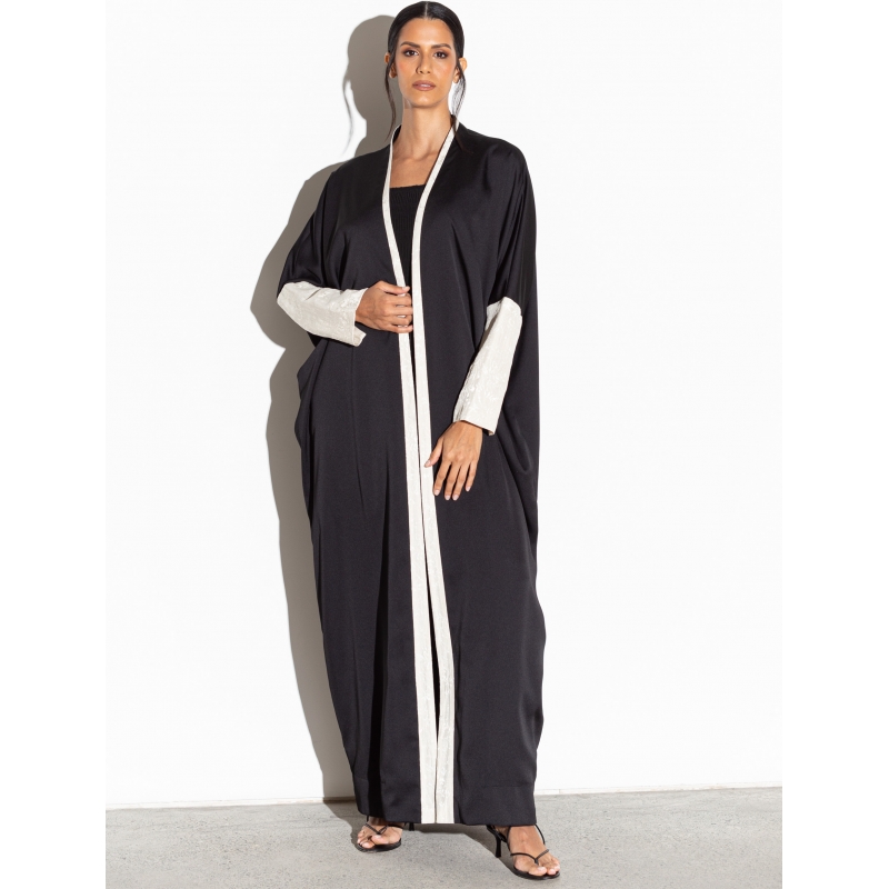 Black and Ivory Sleeve Abaya