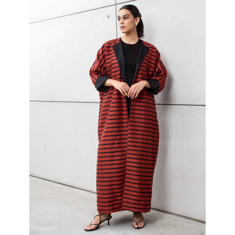 Stripe Abaya in Brick