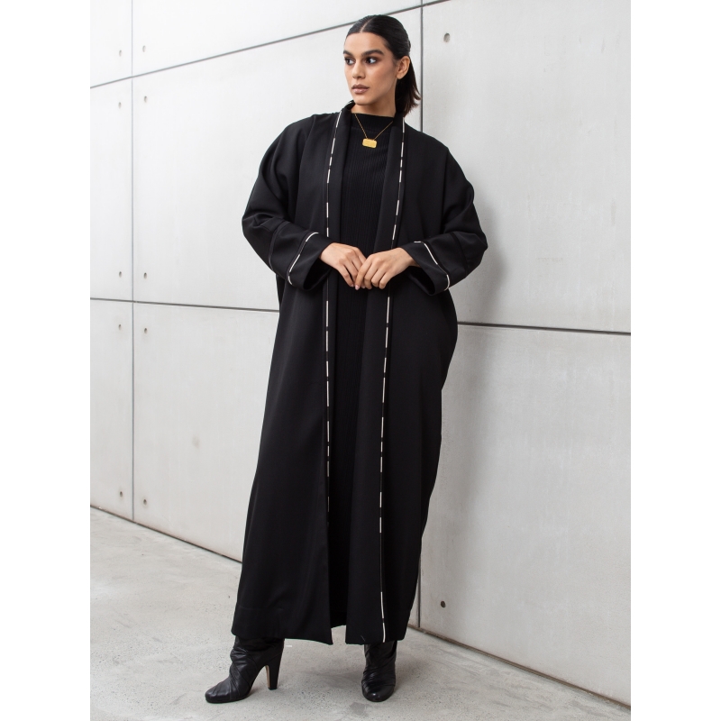 Winter Black Abaya with Detailing